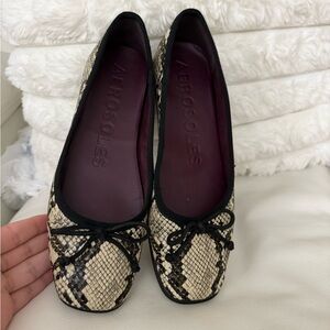 AEROSOLES Women's Snakeskin Loafers - Black and Cream